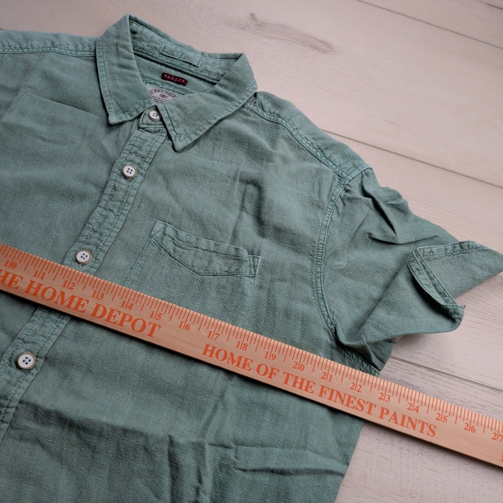 FatFace Shirt Mens M Aqua Marine Green Cotton Linen Blend Short Sleeve Button Up - Picture 8 of 10